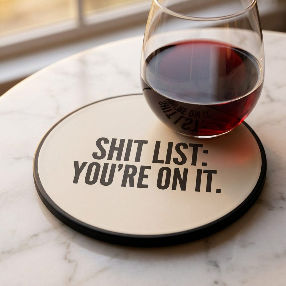 Shit list you're on it coaster